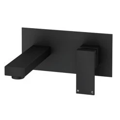 Arezzo Square Matt Black Wall Mounted Basin Mixer Tap