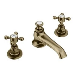 Chatsworth 1928 Antique Brass 3TH Crosshead Basin Mixer Tap + Waste -Basin Taps Shop CH3BASBRA d4 460