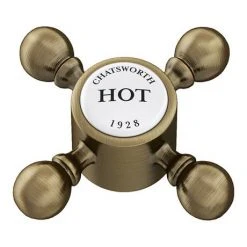 Chatsworth 1928 Antique Brass Crosshead Pillar Basin Taps -Basin Taps Shop CHPBBRA d3 460