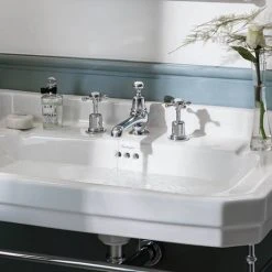 Burlington Claremont Chrome 3TH Basin Mixer with Pop Up Waste - CL12 -Basin Taps Shop CL12 D3 460