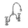 Burlington - Claremont 2TH Bridge Curved Spout Basin Mixer (230mm centers) w Invisible Overflow
