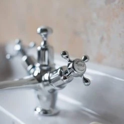 Burlington Claremont - Chrome Basin Mixer Tap with Pop Up Waste - CL4 -Basin Taps Shop CL4 D2 460