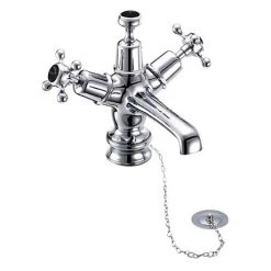 Burlington Claremont Regent Black Basin Mixer with Plug & Chain Waste