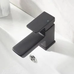 Bristan Cobalt Black Mono Basin Mixer with Clicker Waste -Basin Taps Shop COB BAS BLK D2 460