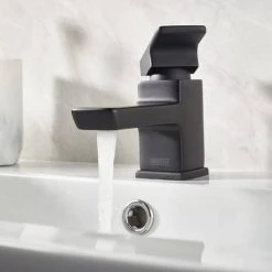 Bristan Cobalt Black Mono Basin Mixer with Clicker Waste -Basin Taps Shop COB BAS BLK D3 460