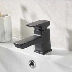 Bristan Cobalt Black Mono Basin Mixer with Clicker Waste -Basin Taps Shop COB BAS BLK D4 460