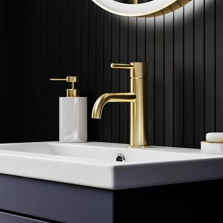 Arezzo Round Brushed Brass Basin Mono Mixer Tap 2 Arezzo Round Brushed Brass Basin Mono Mixer Tap - Image 2