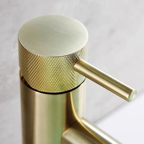JTP Vos Brushed Brass Tall Single Lever Basin Mixer with Designer Handle 2 JTP Vos Brushed Brass Tall Single Lever Basin Mixer with Designer Handle - Image 2