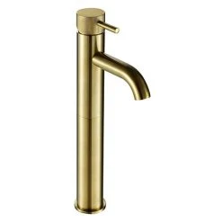JTP Vos Brushed Brass Tall Single Lever Basin Mixer with Designer Handle