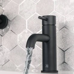 JTP Vos Matt Black Single Lever Basin Mixer with Designer Handle -Basin Taps Shop DH28008AMB D2 460