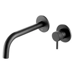 JTP Vos Matt Black Wall Mounted Single Lever Basin Mixer with Designer Handle