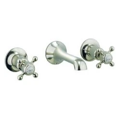 Crosswater - Belgravia Crosshead Wall Mounted 3 Hole Set Basin Mixer - Nickel - HG131WNN