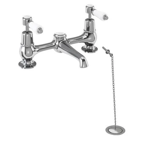 Burlington Kensington - 2 Tap Hole Bridge Basin Mixer with Plug & Chain - KE10 2 Burlington Kensington - 2 Tap Hole Bridge Basin Mixer with Plug & Chain - KE10 - Image 2