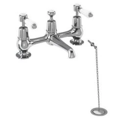 Burlington Kensington - 2 Tap Hole Bridge Basin Mixer with Plug & Chain - KE10