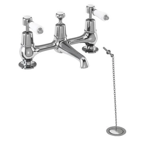 Burlington Kensington - 2 Tap Hole Bridge Basin Mixer with Plug & Chain - KE10 1 Burlington Kensington - 2 Tap Hole Bridge Basin Mixer with Plug & Chain - KE10