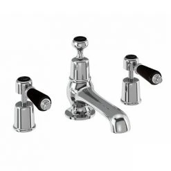 Burlington Kensington Black 3TH Basin Mixer with Pop-up Waste
