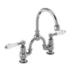 Burlington Kensington Bridge Curved Spout Basin Mixer (230mm centers) w Invisible Overflow