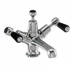 Burlington Kensington Black Basin Mixer with Click-Clack Waste