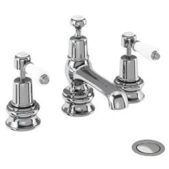 Burlington Kensington Regent - 3 Tap Hole Basin Mixer w/ Pop Up Waste - KER12