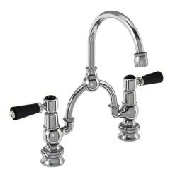 Burlington Kensington Regent Black 2TH Bridge Curved Spout Basin Mixer (230mm centers)