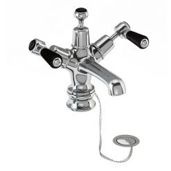 Burlington Kensington Regent Black Basin Mixer with Plug & Chain Waste