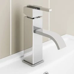 Milan Modern Mono Basin Mixer Tap - Chrome -Basin Taps Shop MIL001 d6n 460