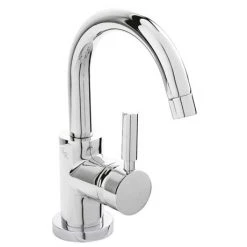 Hudson Reed Tec Single Lever Side Action Cloakroom Basin Mixer Tap inc. Push Button Waste