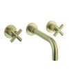 Crosswater MPRO Crosshead Brushed Brass Wall Mounted 3 Hole Set Basin Mixer - PRC130WNF