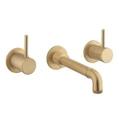 Crosswater MPRO Industrial Wall Mounted 3 Hole Set Basin Mixer - Unlacquered Brushed Brass - PRI130WNUB