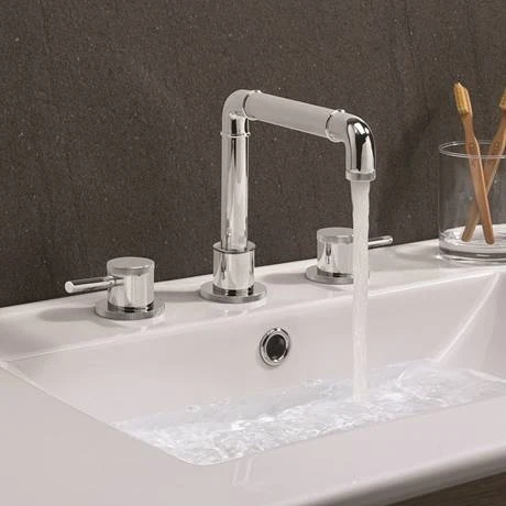 Crosswater MPRO Industrial Deck Mounted 3 Hole Set Basin Mixer - Chrome - PRI135DNC 2 Crosswater MPRO Industrial Deck Mounted 3 Hole Set Basin Mixer - Chrome - PRI135DNC - Image 2