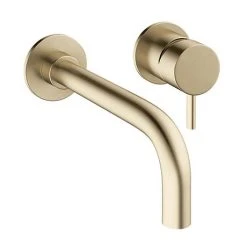 Crosswater MPRO Wall Mounted 2 Hole Set Basin Mixer - Brushed Brass - PRO120WNF