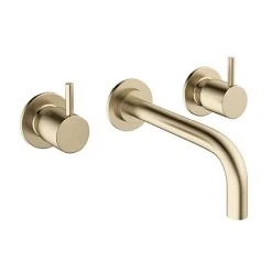 Crosswater MPRO Wall Mounted 3 Hole Set Basin Mixer - Brushed Brass - PRO130WNF+