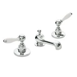 Imperial Radcliffe Chrome 3-Hole Basin Mixer with White Levers + Waste