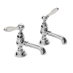 Imperial Radcliffe Chrome 1/2" Basin Pillar Taps with White Levers