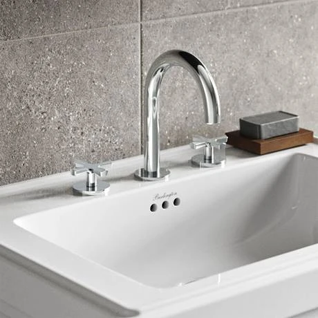 Burlington Riviera Art Deco Chrome 3 Hole Deck Basin Mixer 2 Burlington Riviera Art Deco Chrome 3 Hole Deck Basin Mixer - Image 2