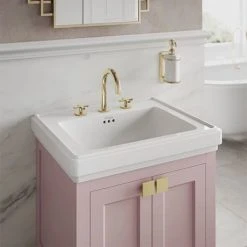 Burlington Riviera Art Deco Gold 3 Hole Deck Basin Mixer -Basin Taps Shop RIV6 GOLD D2 460