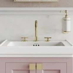 Burlington Riviera Art Deco Gold 3 Hole Deck Basin Mixer -Basin Taps Shop RIV6 GOLD D3 460