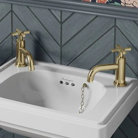 Burlington Riviera Art Deco Gold Basin Pillar Taps 2 Burlington Riviera Art Deco Gold Basin Pillar Taps - Image 2