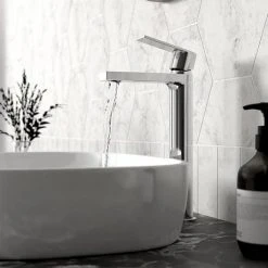 Hudson Reed Sottile Tall Mono Basin Mixer + Waste - SOT370 -Basin Taps Shop SOT370 D2 460