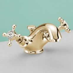 Silverdale Victorian Basin Monobloc Tap with Pop Up Waste Gold