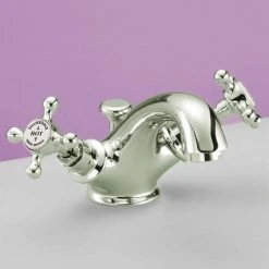 Silverdale Victorian Basin Monobloc Tap with Pop Up Waste Nickel