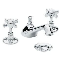 Heritage - Dawlish 3 Hole Basin Mixer with Pop-up Waste - Chrome - TDCC06