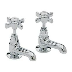Heritage - Dawlish Short Nose Basin Pillar Taps - Chrome - TDCCS00