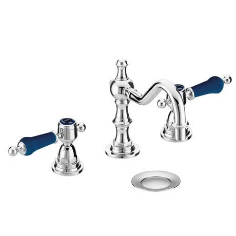 Heritage Glastonbury Midnight Blue 3 Hole Swivel Spout Basin Mixer with Pop-up Waste - TGRBL09 1 Heritage Glastonbury Midnight Blue 3 Hole Swivel Spout Basin Mixer with Pop-up Waste - TGRBL09