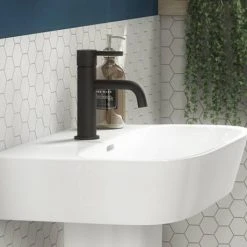 Toreno Matt Black Round Basin Mono Mixer Tap -Basin Taps Shop TMBBT d3 460