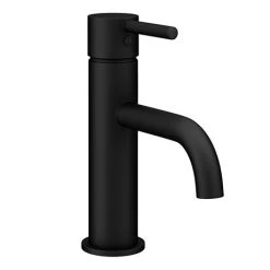 Toreno Matt Black Round Basin Mono Mixer Tap