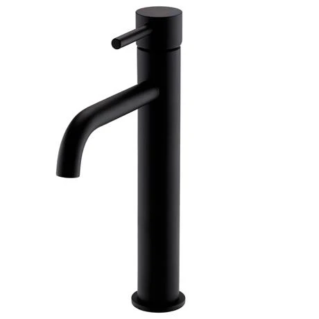 Toreno Matt Black Round High Rise Mono Basin Mixer Tap 2 Toreno Matt Black Round High Rise Mono Basin Mixer Tap - Image 2