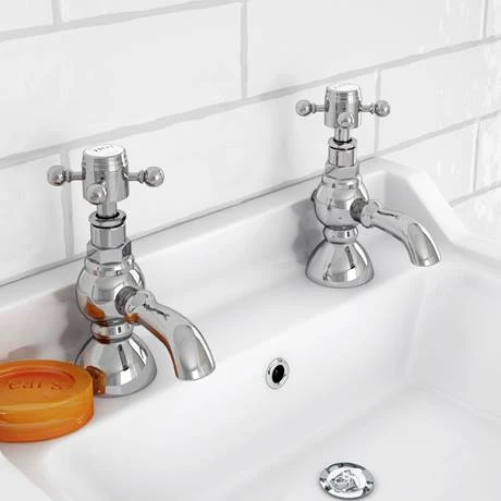 Chatsworth 1928 Traditional 3 Inch Spout Crosshead Pillar Basin Taps 3 Chatsworth 1928 Traditional 3 Inch Spout Crosshead Pillar Basin Taps - Image 3