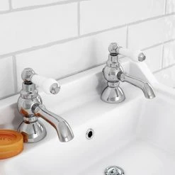 Chatsworth 1928 Traditional White Lever Pillar Basin Taps -Basin Taps Shop TRAD015D detail2 460