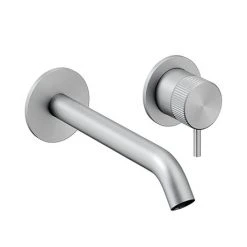 Crosswater 3ONE6 Stainless Steel Wall Mounted 2 Hole Set Basin Mixer - TS120WNS